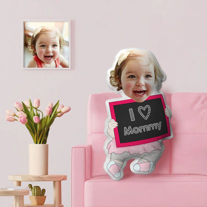 Picture of Custom Mothers Day Gifts I Love Mom Girl Shaped Pillow