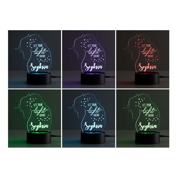 Imagen de Luz de noche con nombre personalizado con iluminación LED de colores - Luz de noche de unicornio brillante multicolor con nombre personalizado