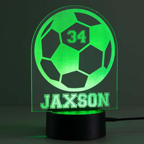 Picture of Custom Name Night Light With Colorful LED Lighting - Multicolor Soccer Ball Night Light With Personalized Name
