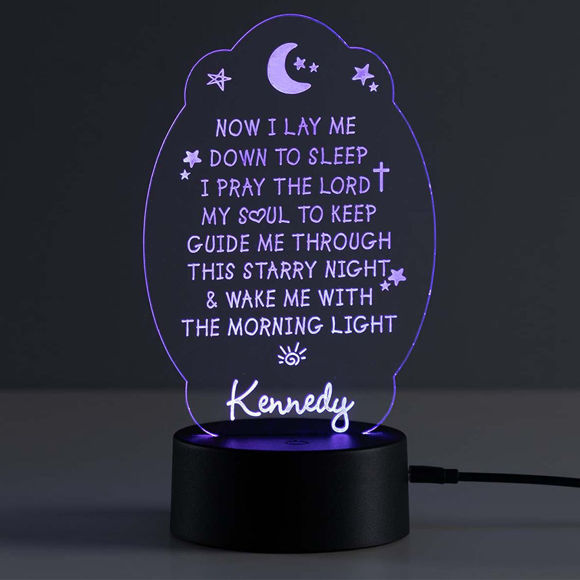 Picture of Custom Name Night Light With Colorful LED Lighting - Multicolor Bedtime Pray Night Light With Personalized Name