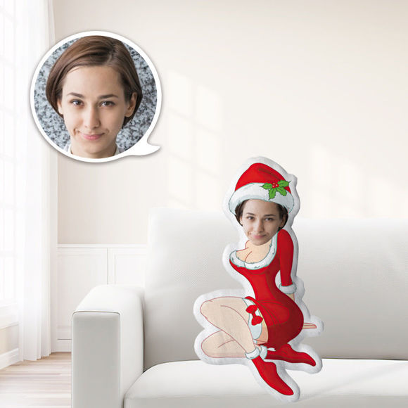 Immagine di Regalo di Natale My Face Cuscino da tiro con Babbo Natale sexy personalizzato