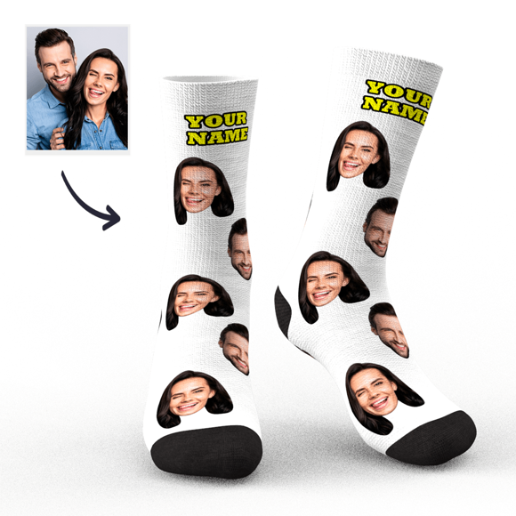 Bild von Personalisierte Socken Gesichtssocken Fotosocken mit Ihrem Text Bunte Sockengeschenke 