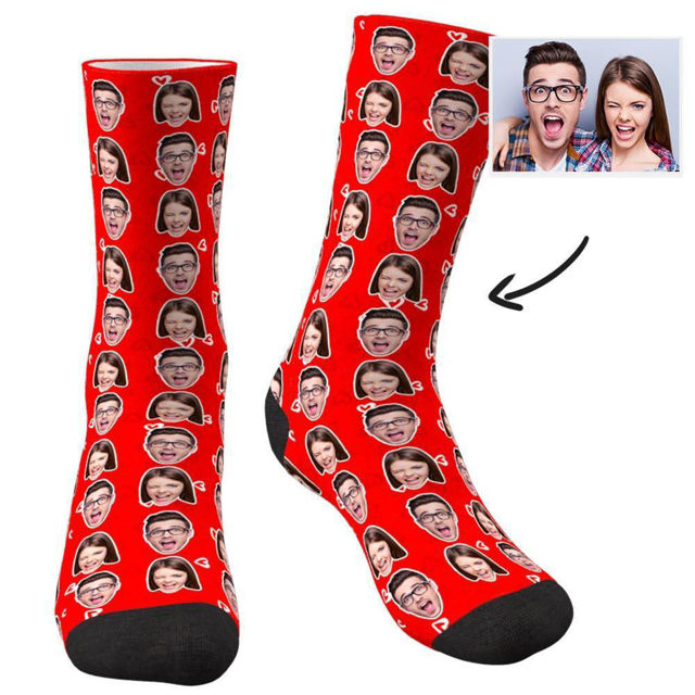 Picture of Custom Face Socks Colorful Two Faces