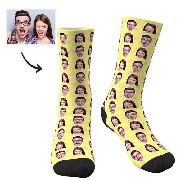 Picture of Custom Face Socks Colorful Two Faces