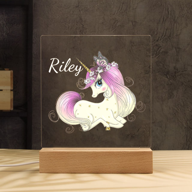 Picture of Lying Unicorn Night Light - Personalized It With Your Kid's Name