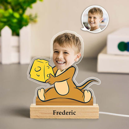 Immagine di Regali personalizzati per la luce notturna per il viso personalizzati Jerry con formaggio carino per bambini