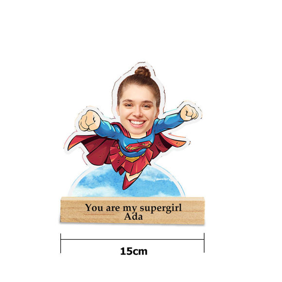 Bild von Benutzerdefinierte Supergirl Nachtlicht Personalisierte Gesicht Nachtlicht Geschenke für sie