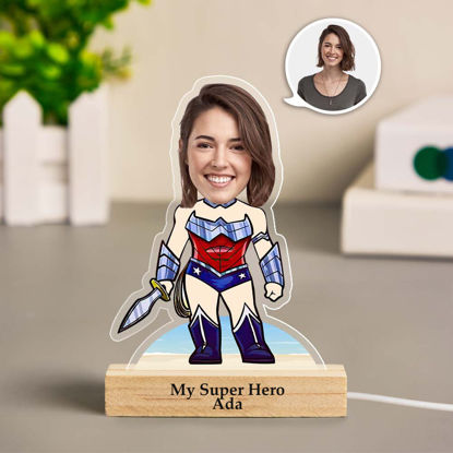 Image de Veilleuse Armure Wonder Woman Personnalisée Cadeaux personnalisés de veilleuse de visage pour elle