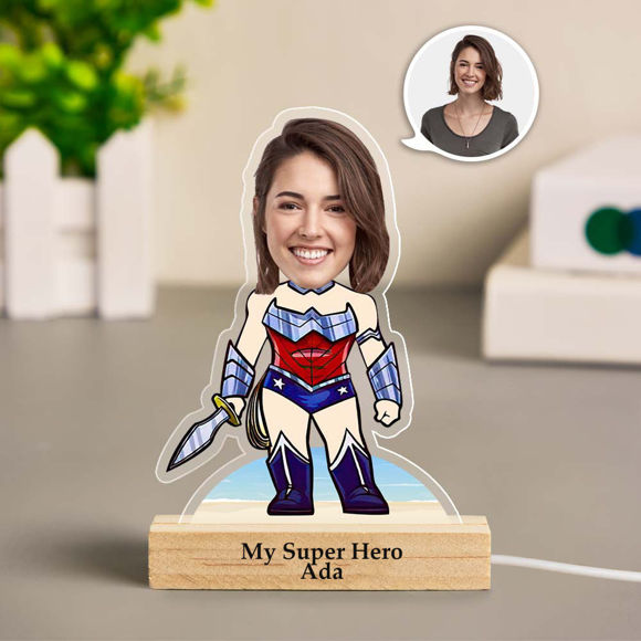 Picture of Custom Wonder Woman Armor Night Light Personalized Face Night Light Gifts for Her