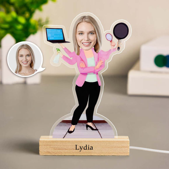 Picture of Custom Busy Woman Night Light Personalized Face Night Light Gifts for Her
