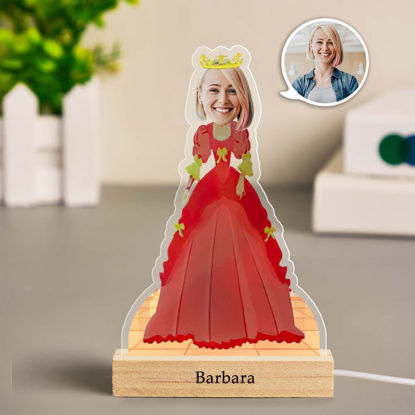 Picture of Personalized Red Dress Queen Night Light Custom Face Night Light Best Gift for Her