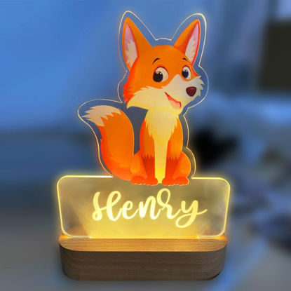 Picture of Custom Name Night Light for Kids - Personalized Cartoon Fox Night Light with LED Lighting for Children - Personalized It With Your Kid's Name