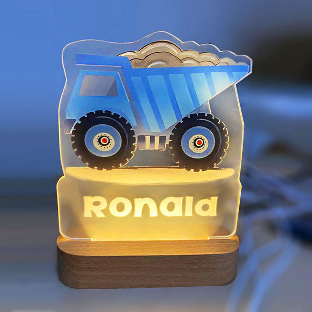 Picture of Custom Name Night Light for Kids - Personalized Cartoon Earth Mover Night Light with LED Lighting for Children - Personalized It With Your Kid's Name