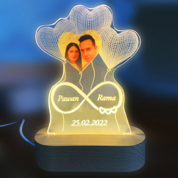 Picture of Custom Photo Night Light Custom Heart Balloon Photo Night Light Personalized It With Couple Names and Anniversary Date