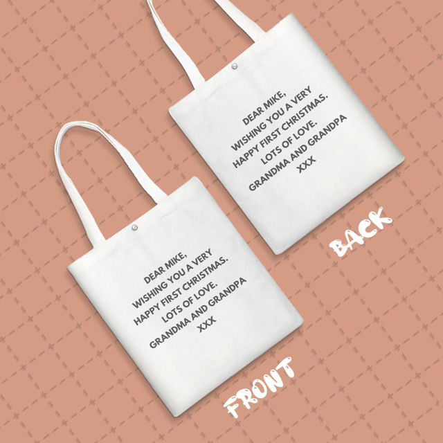 Picture of Personalize with your Loved Text  Engraved Tote Bag