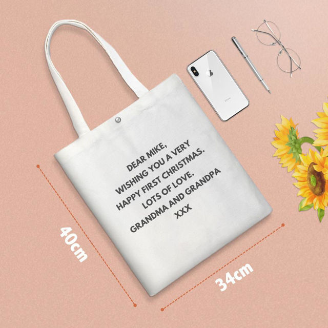 Picture of Personalize with your Loved Text  Engraved Tote Bag