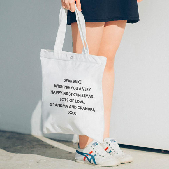 Imagen de Personalízalo con la bolsa tote grabada con el texto que amas.
