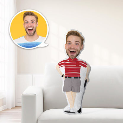 Immagine di Cuscino per il viso personalizzato Golf con il tuo viso Personalizzato unico