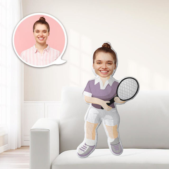 Picture of Custom  Face  Pillow Tennis With Your Face Unique Personalized