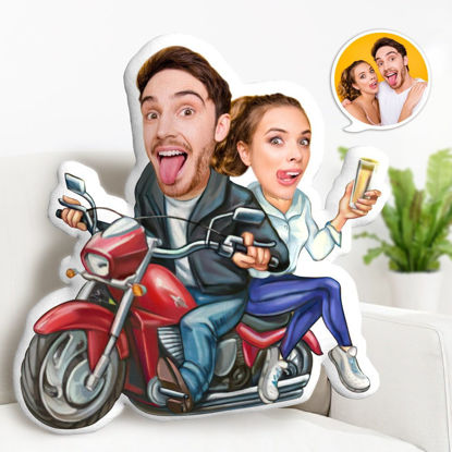 Immagine di Cuscino da tiro personalizzato per coppia di motociclisti
