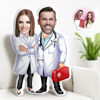 Picture of Custom  Face Doctor Couple Throw Pillow
