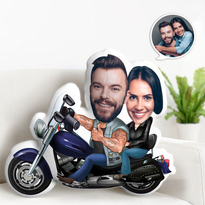 Immagine di Personalizza il miglior regalo del cuscino da tiro delle coppie della motocicletta del viso