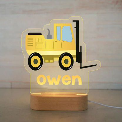Picture of Custom Name Night Light for Kids - Personalized Cartoon Forklift Night Light with LED Lighting for Children - Personalized It With Your Kid's Name
