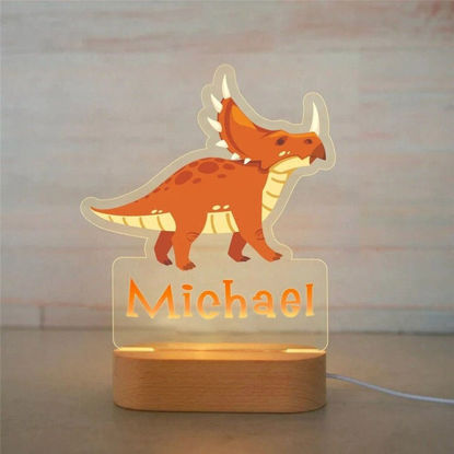 Bild von Benutzerdefiniertes Namensnachtlicht für Kinder – personalisiertes Cartoon-Triceratops-Nachtlicht mit LED-Beleuchtung für Kinder – personalisiert mit dem Namen Ihres Kindes