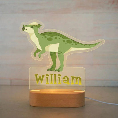 Image de Veilleuse avec nom personnalisé pour enfants - Veilleuse Pachycephalosaurus de dessin animé personnalisée avec éclairage LED pour enfants - Personnalisez-la avec le nom de votre enfant
