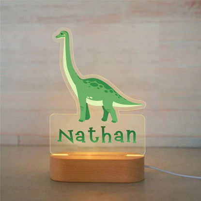 Image de Veilleuse Nom Personnalisée pour Enfants - Veilleuse Brachiosaurus Dessin Animé Personnalisée avec Éclairage LED pour Enfants - Personnalisez-la avec le Nom de Votre Enfant
