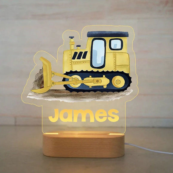 Picture of Custom Name Night Light for Kids - Personalized Cartoon Pushdozer Night Light with LED Lighting for Children - Personalized It With Your Kid's Name