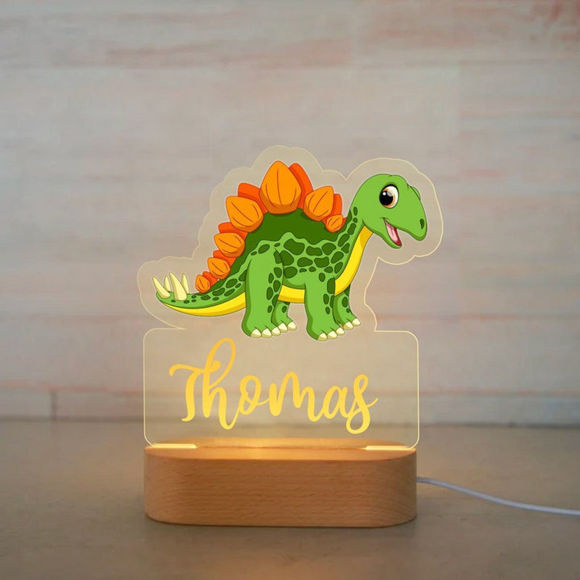 Luz de noche con nombre personalizado para niños - Luz de noche de  dinosaurio de dibujos animados personalizada con iluminación LED para niños  - Personalizada con el nombre de su hijo -