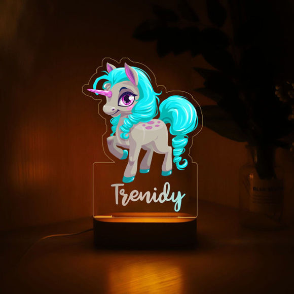 Picture of Custom Name Night Light for Kids - Personalized Cartoon Smart Unicorn Night Light with LED Lighting for Children - Personalized It With Your Kid's Name