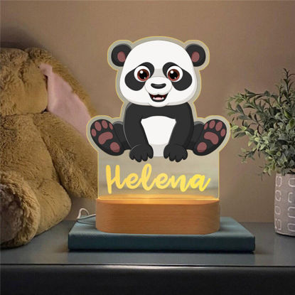 Image de Veilleuse avec nom personnalisé pour enfants - Veilleuse panda de dessin animé personnalisée avec éclairage LED pour enfants - Personnalisez-la avec le nom de votre enfant