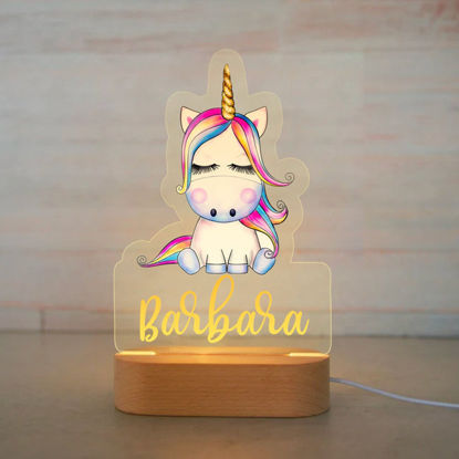 Picture of Custom Name Night Light for Kids - Personalized Cartoon Cute Unicorn Night Light with LED Lighting for Children -  Personalized It With Your Kid's Name