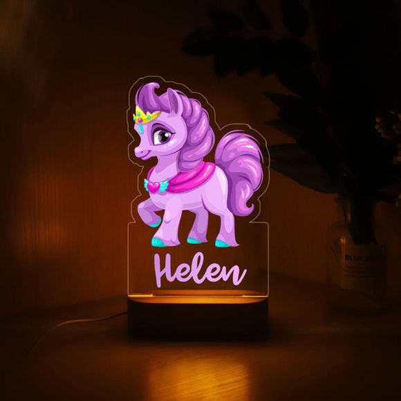 Bild von Luce notturna con nome personalizzato per bambini - Luce notturna personalizzata con pony Princess con illuminazione a LED per bambini - Personalizzabile con il nome del tuo bambino