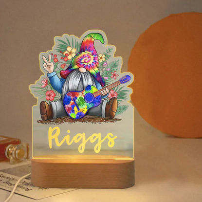 Picture of Custom Name Night Light for Kids - Personalized Cartoon Gnomes Playing Guitar Night Light with LED Lighting for Children - Personalized It With Your Kid's Name