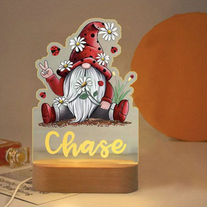 Picture of Custom Name Night Light for Kids - Personalized Cartoon Daisy & Ladybug & Gnomes Night Light with LED Lighting for Children - Personalized It With Your Kid's Name