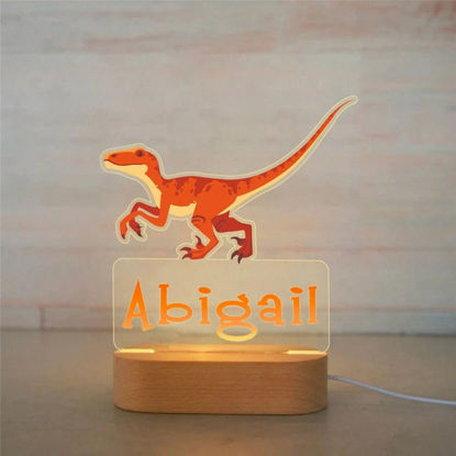 Picture of Custom Name Night Light for Kids - Personalized Cartoon Deinonychus Night Light with LED Lighting for Children - Personalized It With Your Kid's Name
