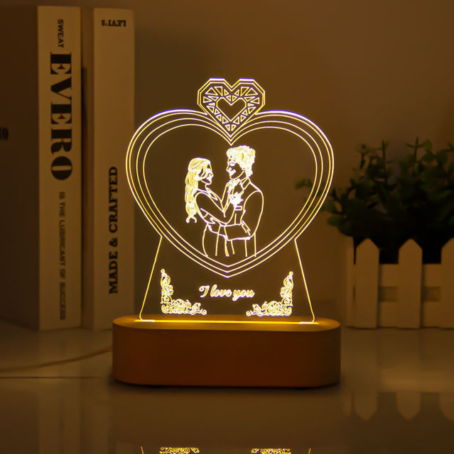 Picture of Custom Sketch Photo Night Light w/ Personalized Photo as Best Anniversary, Valentine's Day or Christmas Gift