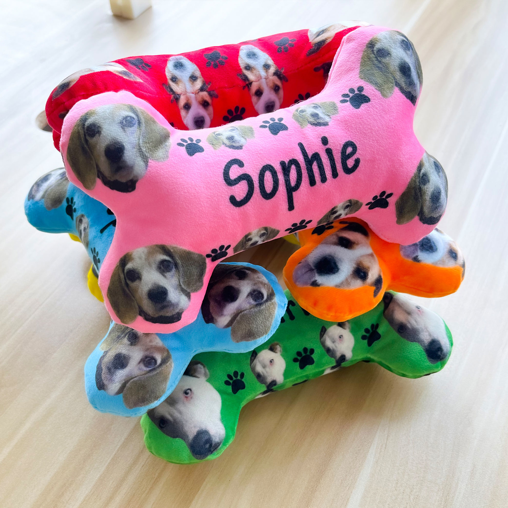 Personalized Dog Bone Toy with Your Pets Face Photo and Name Custom