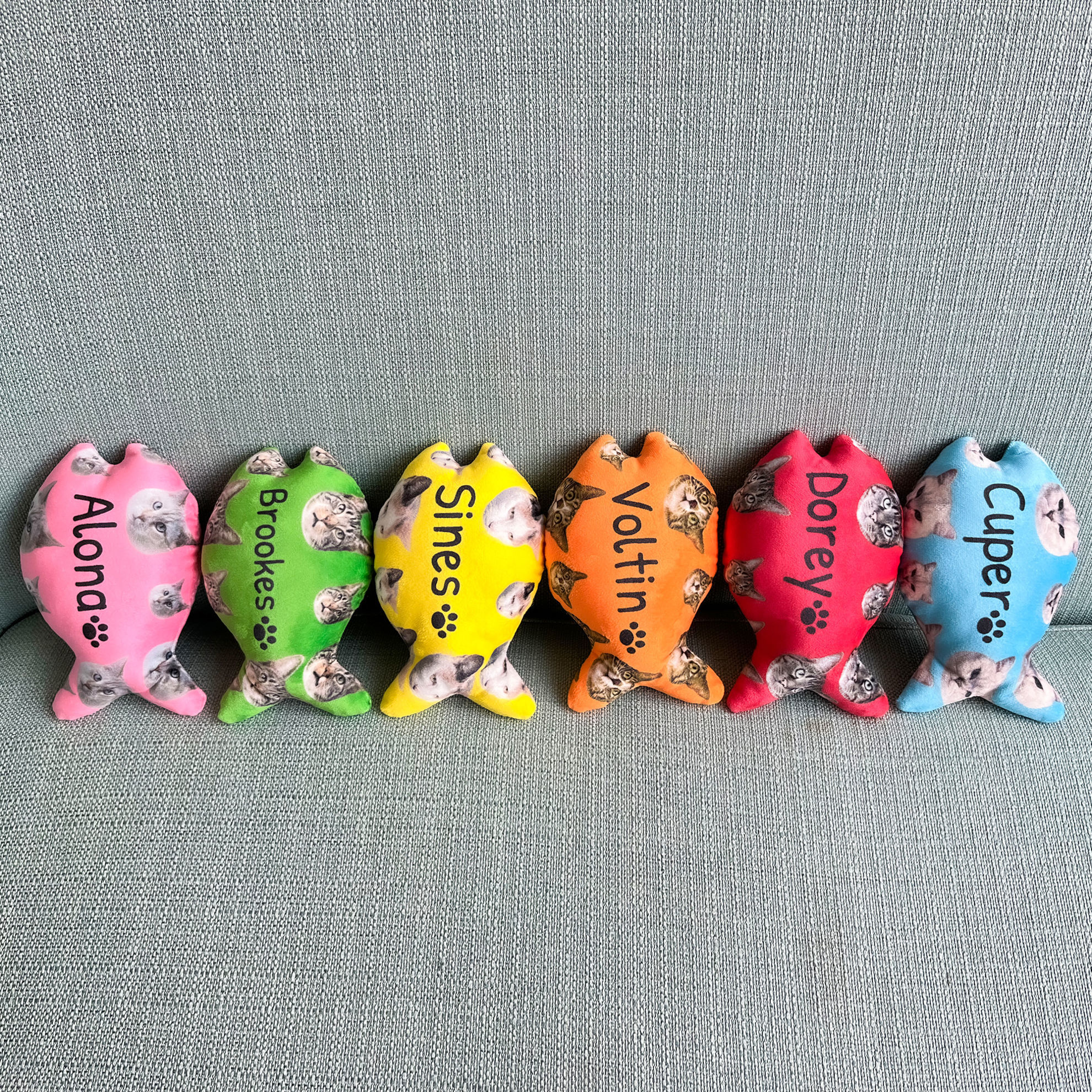 Personalized Cat Fish Bone Toy with Your Pets Face Photo and Name