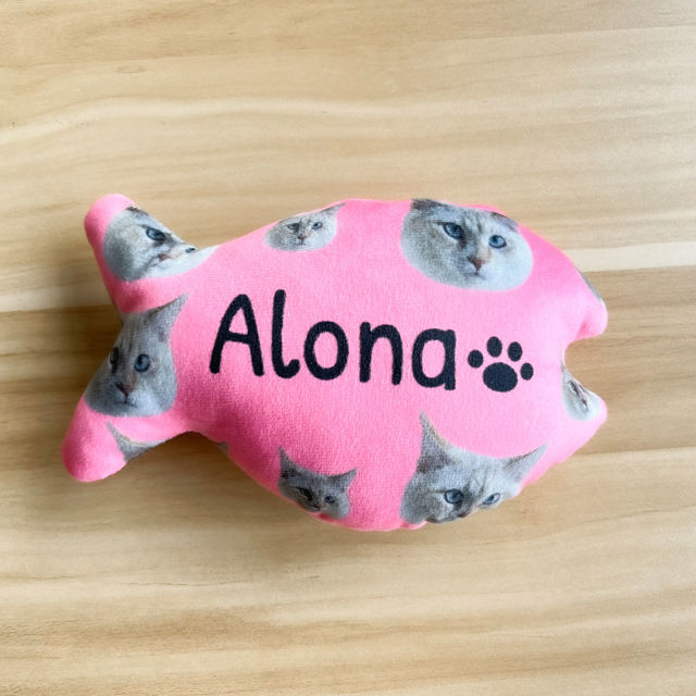 Picture of Personalized Cat Fish Bone Toy with Your Pets Face Photo and Name - Custom Cat Name - Best Personalized Gift for Your Cats