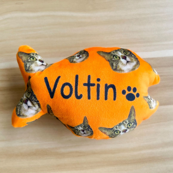 Picture of Personalized Cat Fish Bone Toy with Your Pets Face Photo and Name - Custom Cat Name - Best Personalized Gift for Your Cats