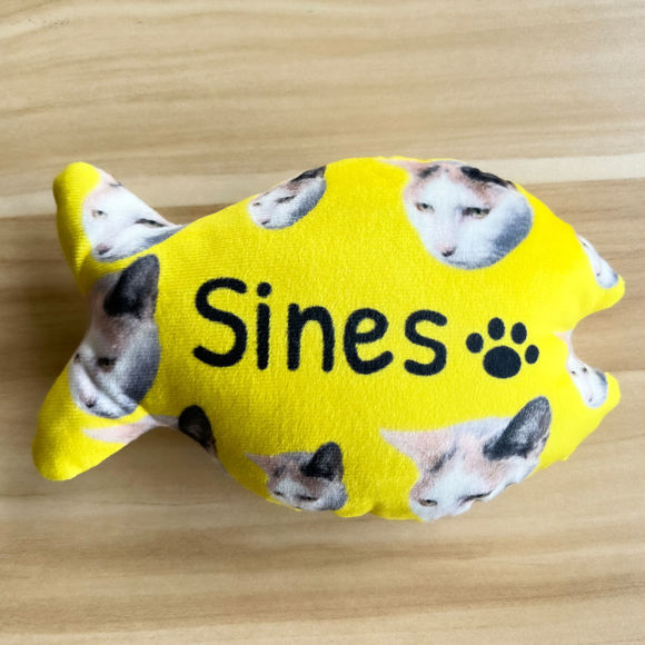Bild von Personalisiertes Fischgräten-Spielzeug für Katzen mit dem Gesicht Ihres Haustieres, Foto und Namen – individueller Katzenname – bestes personalisiertes Geschenk für Ihre Katzen