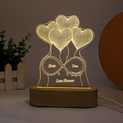 Immagine di Luce notturna personalizzata Luce notturna personalizzata Infinity Love Heart Balloon Personalizzala con i nomi delle coppie e la data dell'anniversario