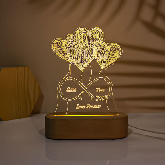Bild von Benutzerdefiniertes Nachtlicht Benutzerdefiniertes Unendlichkeits-Liebes-Herz-Ballon-Nachtlicht Personalisierte es mit Paarnamen und Jahrestagsdatum