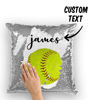 Imagen de Almohada de lentejuelas de béisbol mágica con nombre personalizado - El mejor regalo