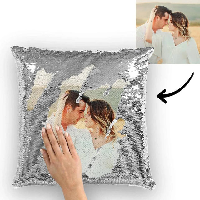 Picture of Personalized Magic Photo Sequin Pillow -  Anniversary Gift