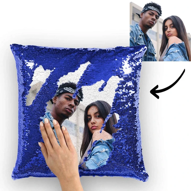 Picture of Personalized Magic Photo Sequin Pillow -  Anniversary Gift